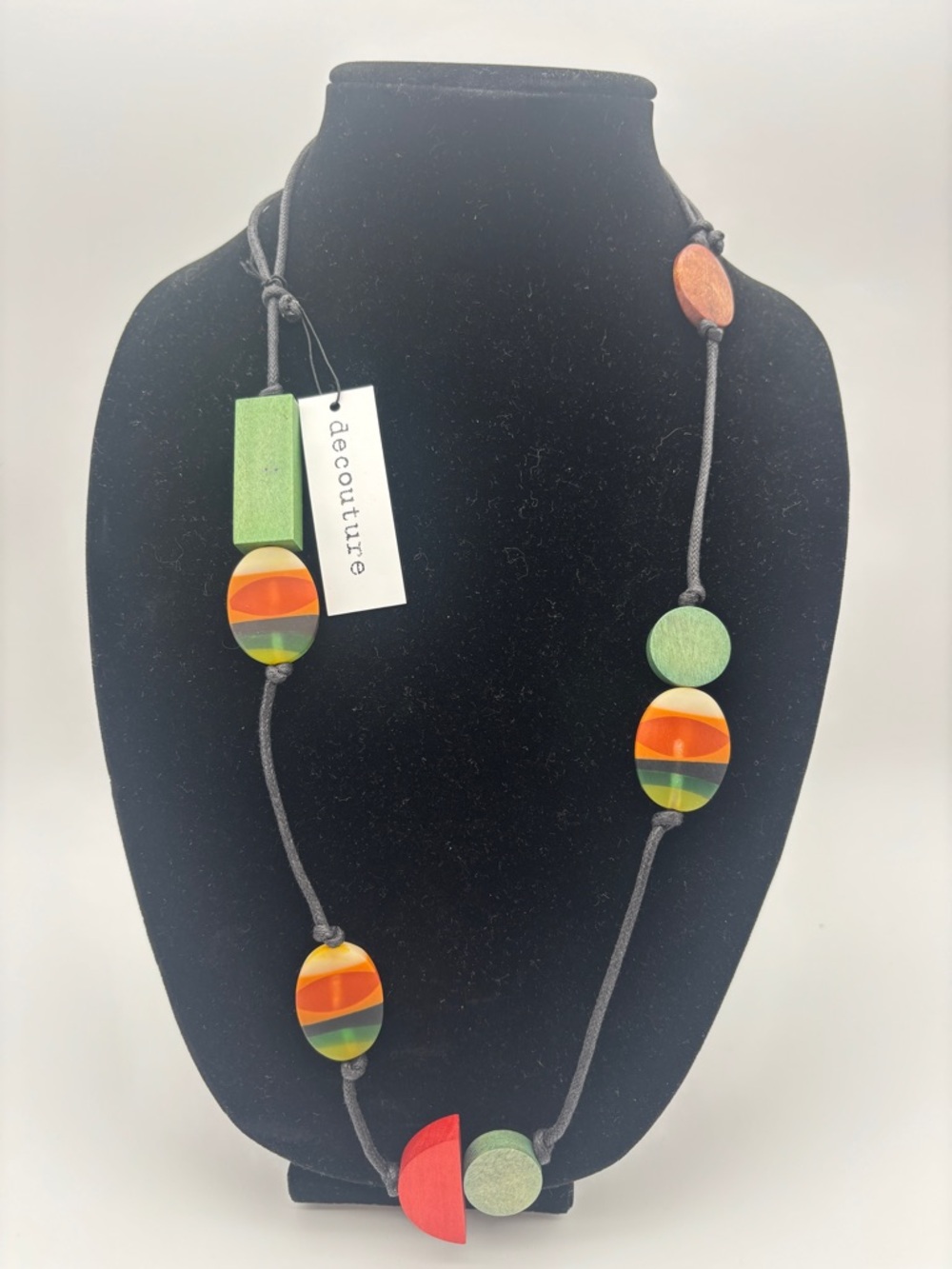 Decouture Fair Trade Women Made Multicolor Wooden & Striped Resin Bead Necklace